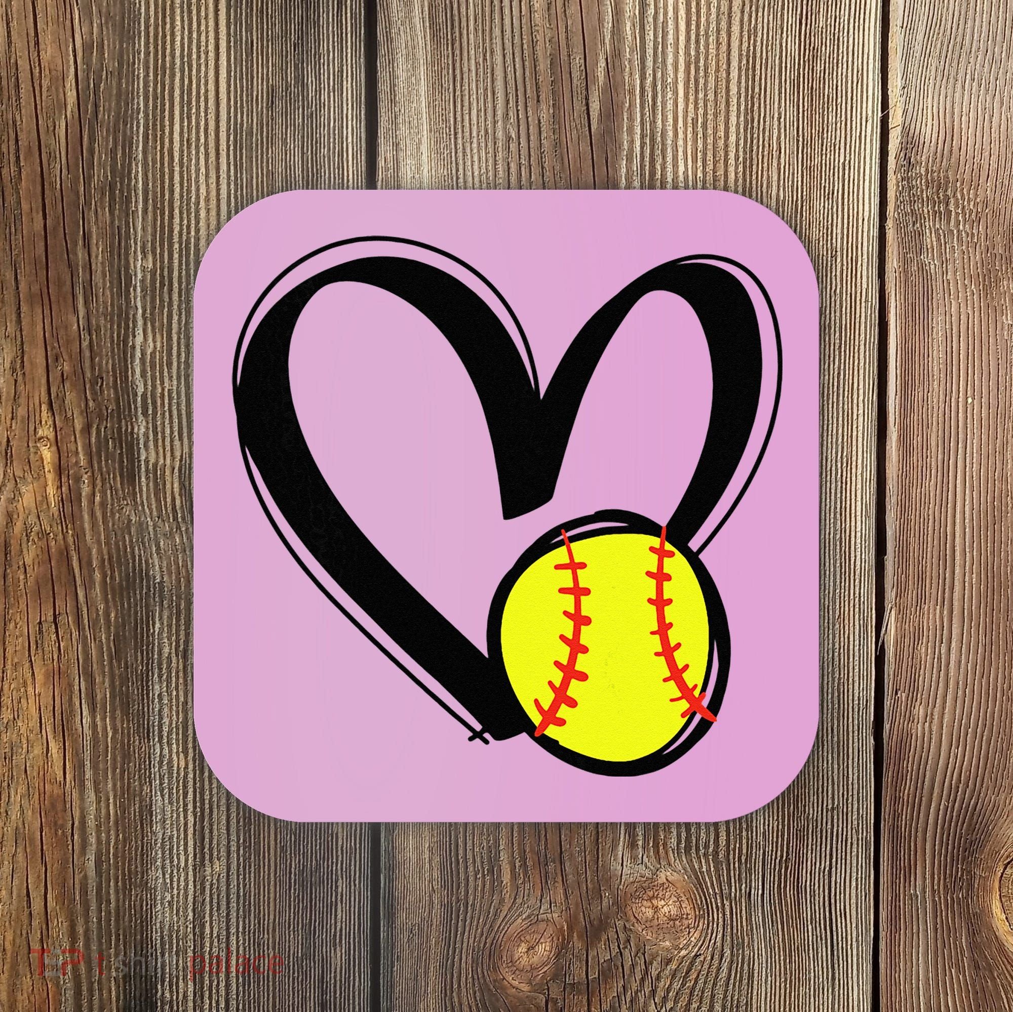 Love Softball Heart Coaster