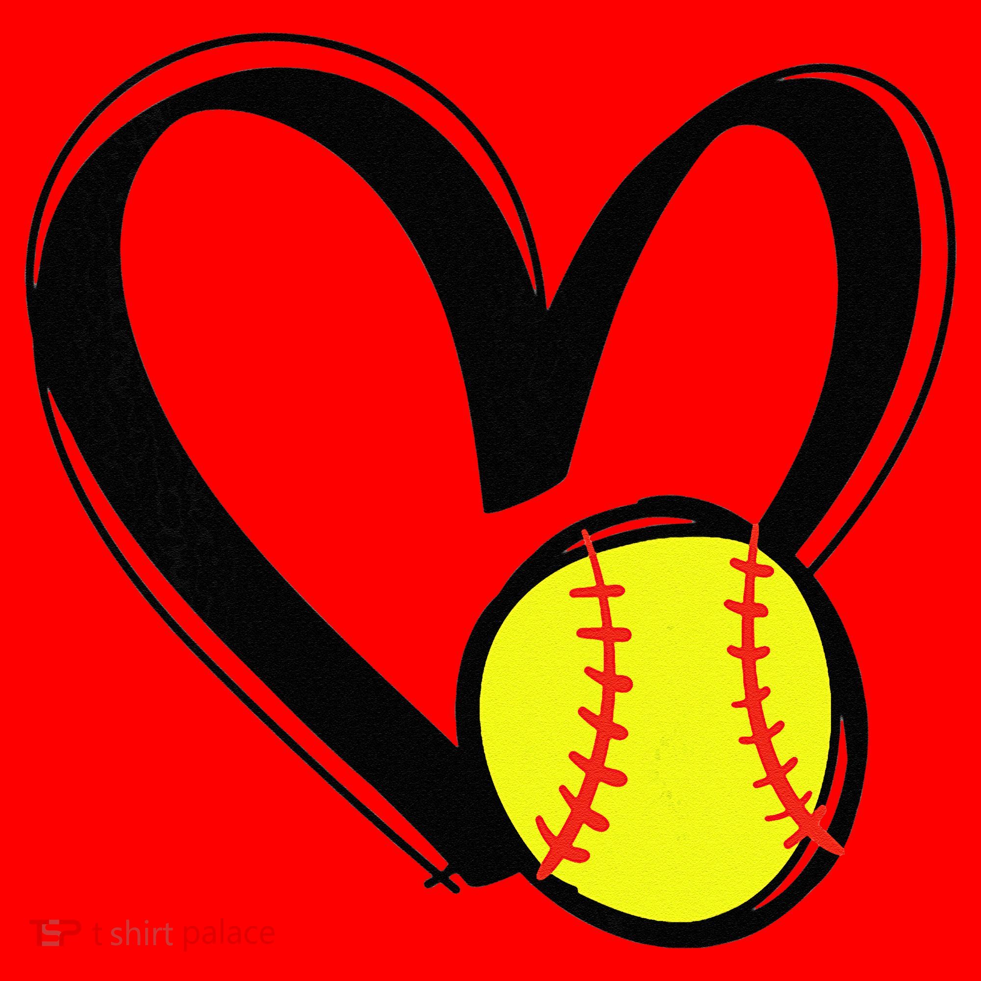 Love Softball Heart Santa Hat