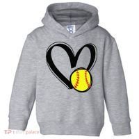 Love Softball Heart Toddler Hoodie thumb 0