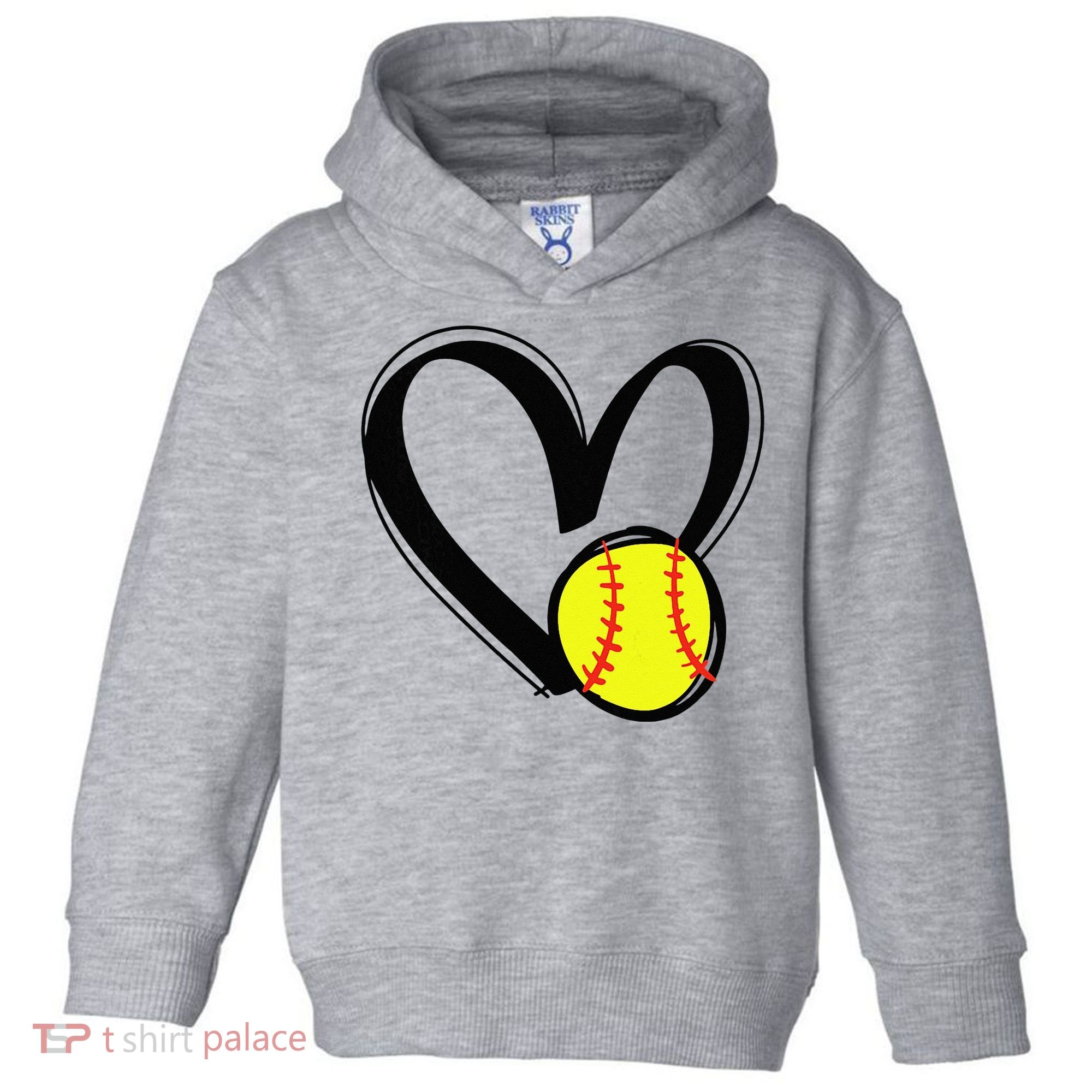 Love Softball Heart Toddler Hoodie