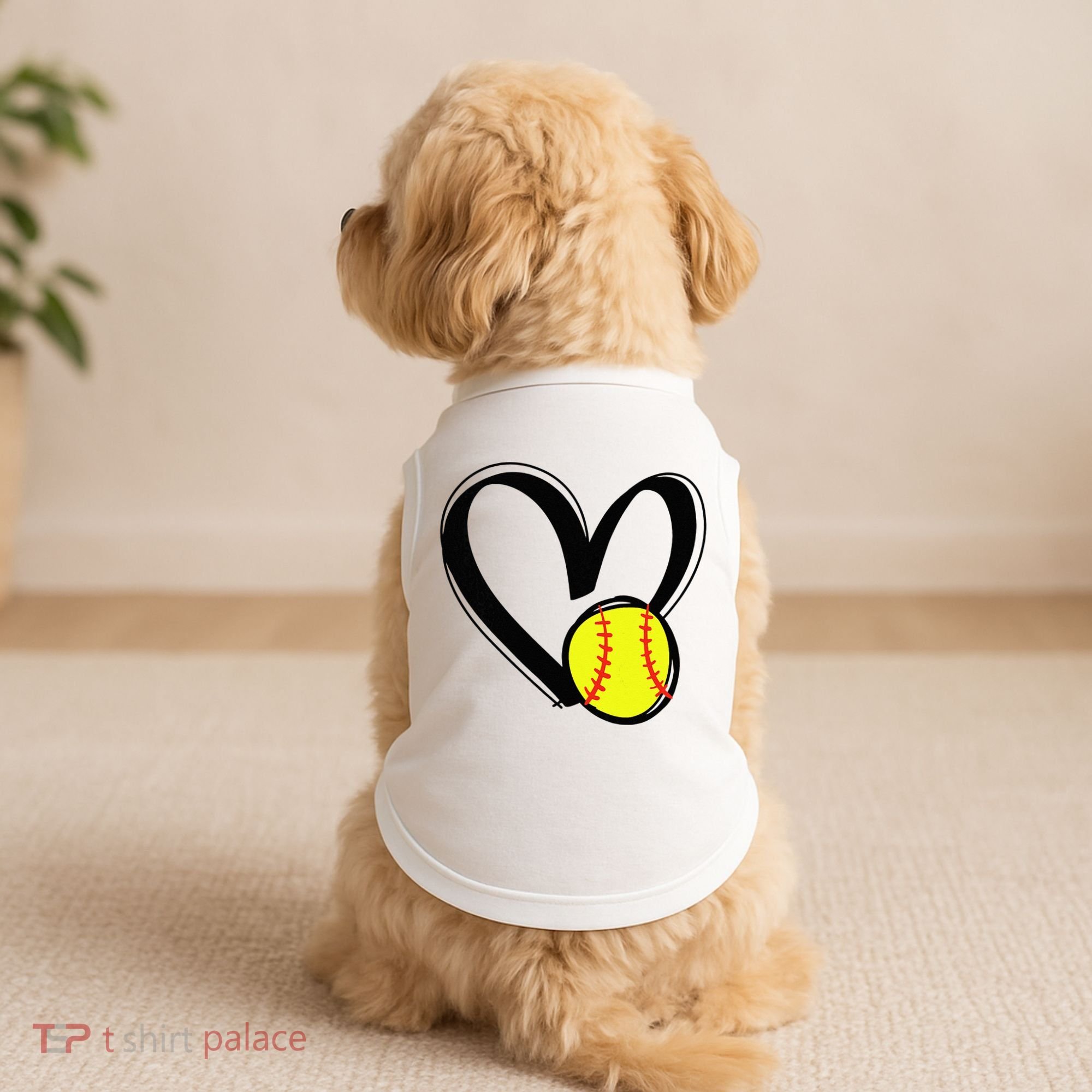 Love Softball Heart Doggie Tank