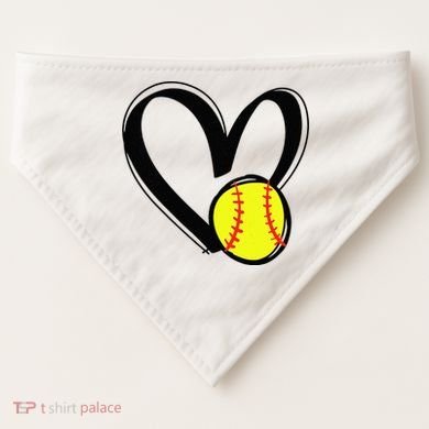 Love Softball Heart USA-Made Doggie Bandana