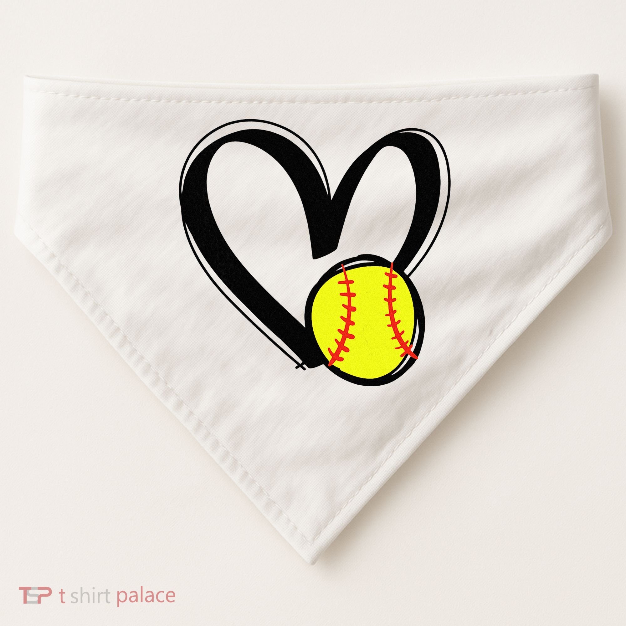 Love Softball Heart USA-Made Doggie Bandana