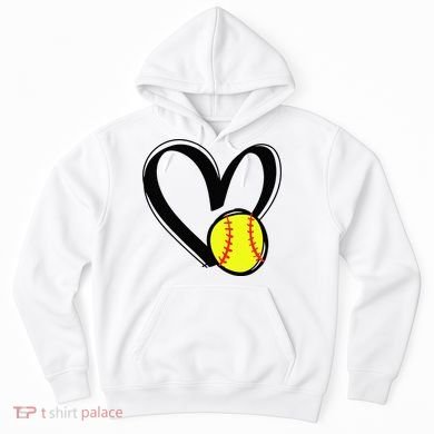 Love Softball Heart Hoodie