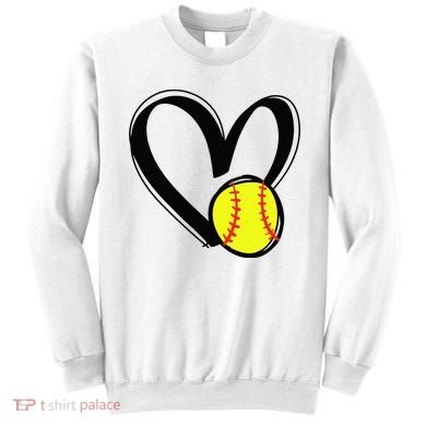 Love Softball Heart Sweatshirt