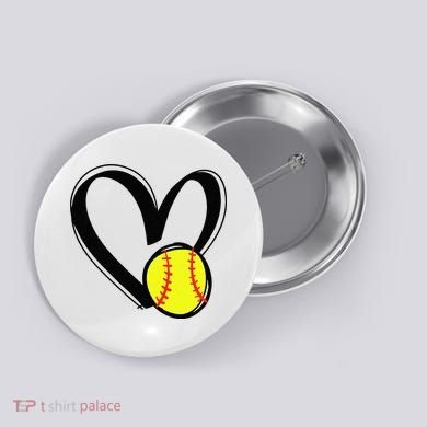 Love Softball Heart Button