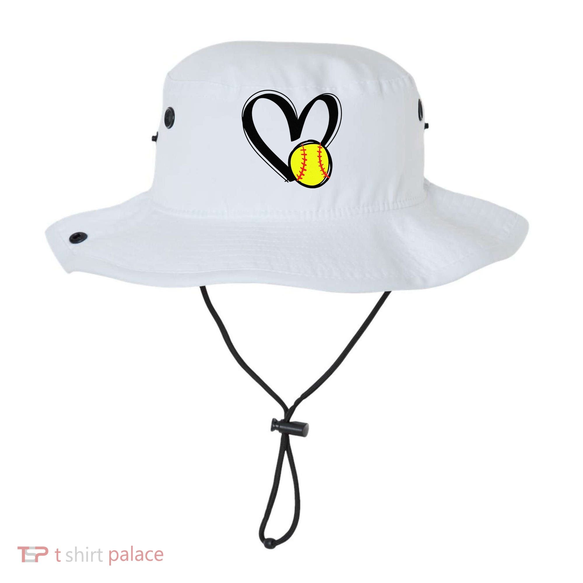 Love Softball Heart Bucket Hat