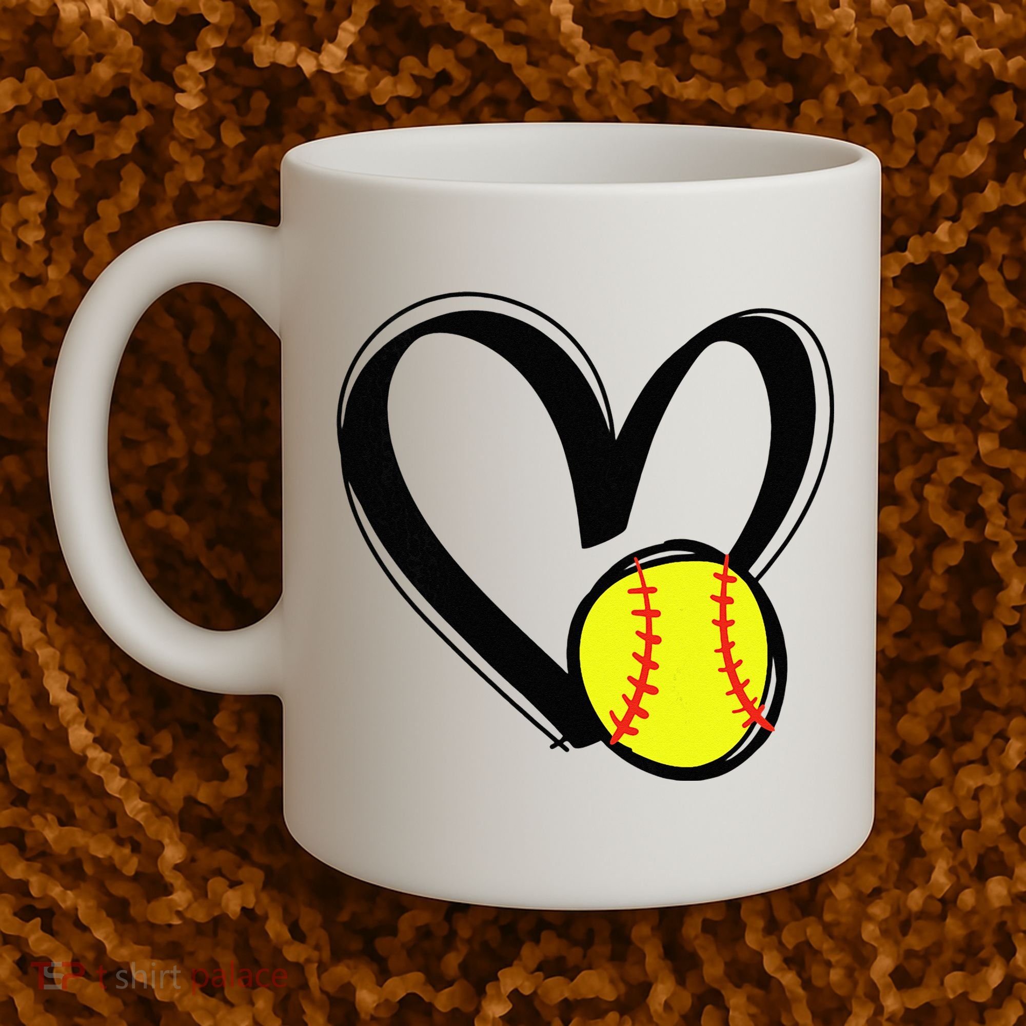 Love Softball Heart Coffee Mug