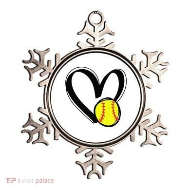 Love Softball Heart Ornament