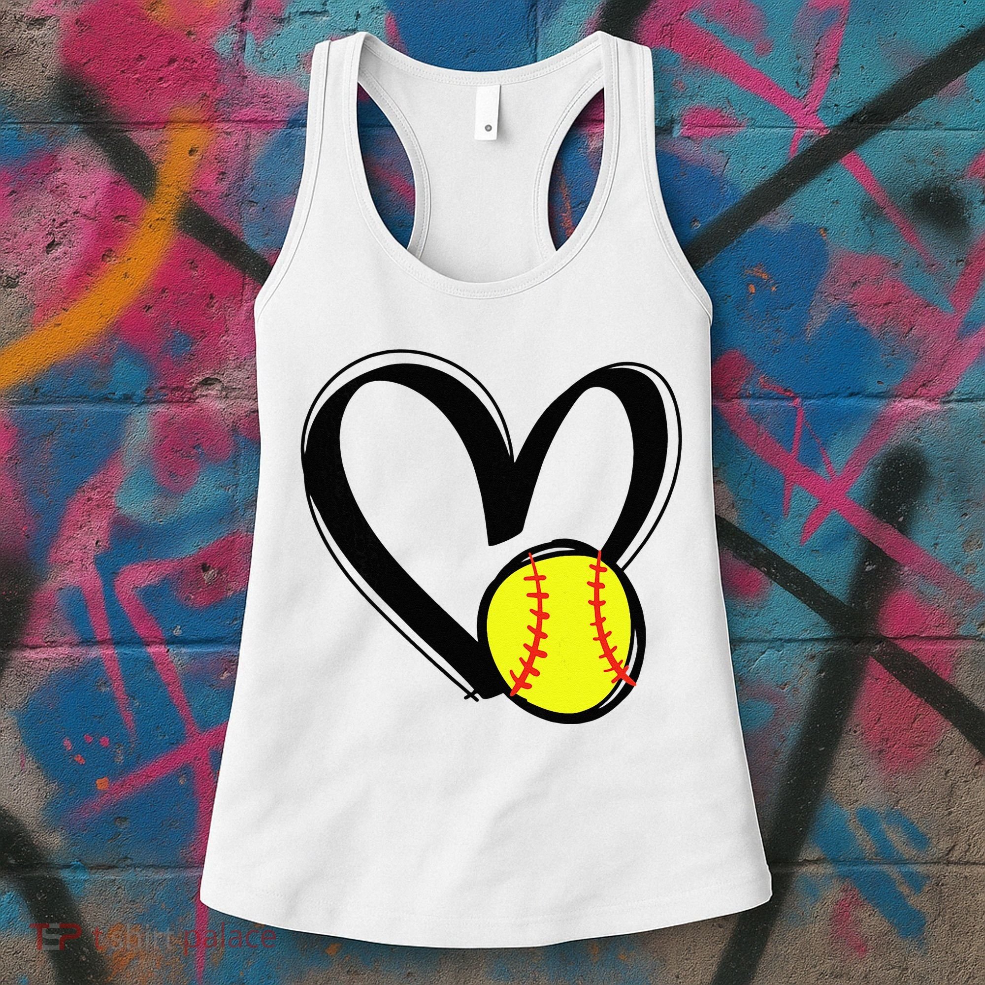 Love Softball Heart Women's Tank Top