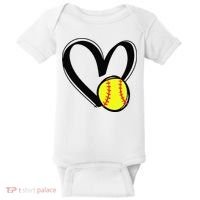 Love Softball Heart Baby Bodysuit thumb 0
