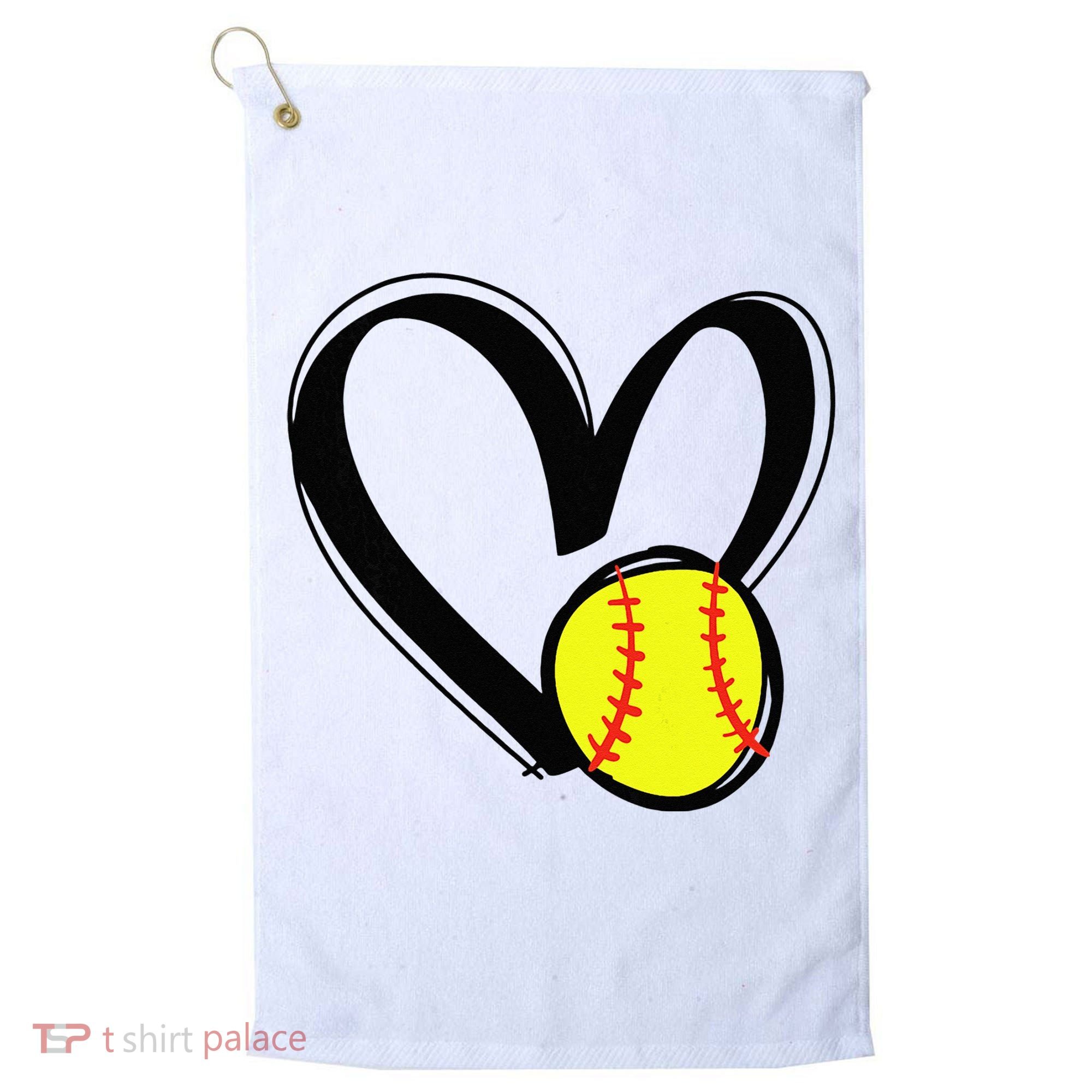 Love Softball Heart Golf Towel