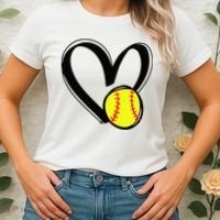 Love Softball Heart Women's T-Shirt thumb 2
