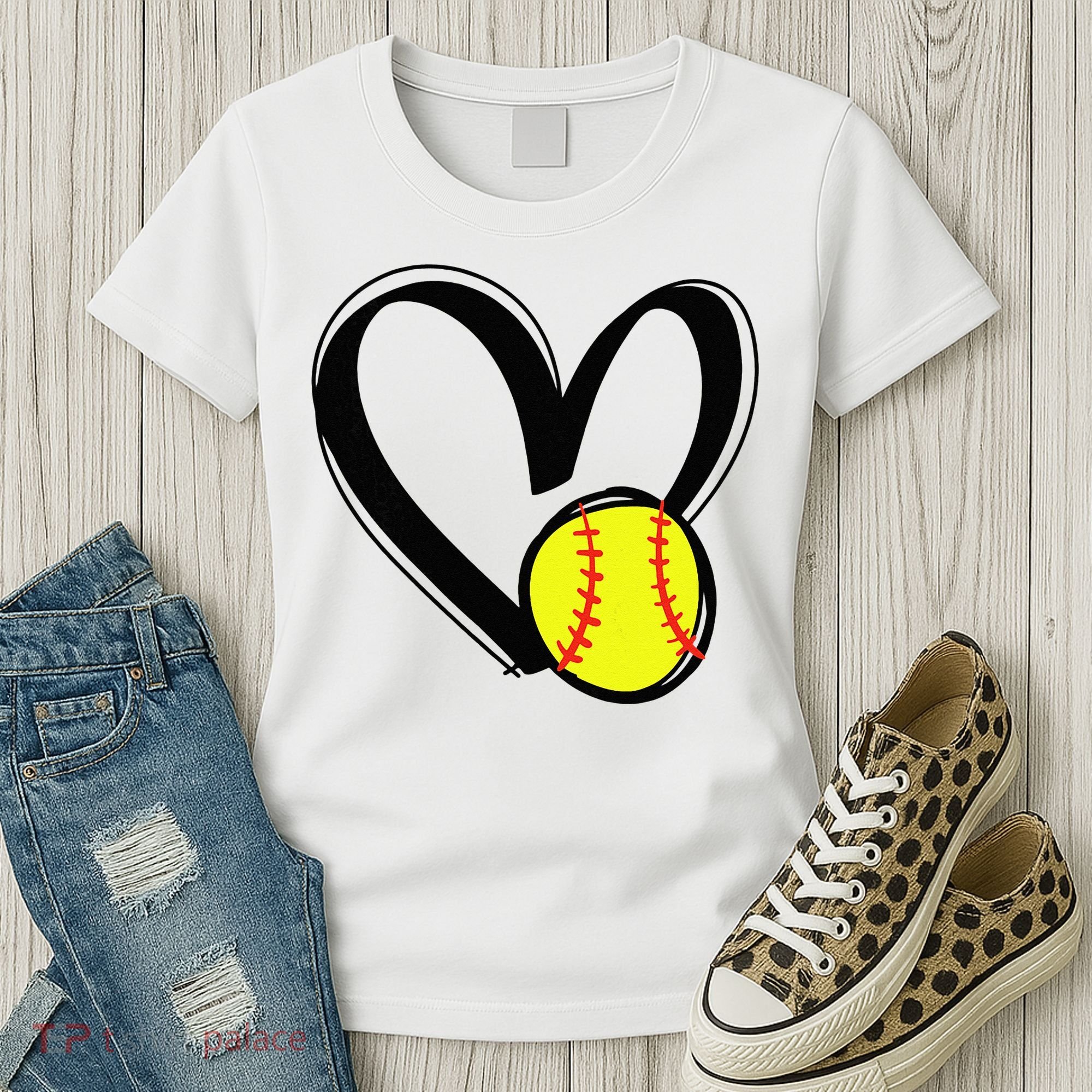 Love Softball Heart Women's T-Shirt