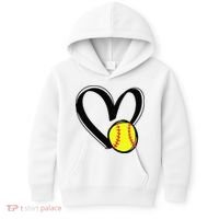 Love Softball Heart Kids Hoodie thumb 0