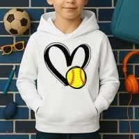 Love Softball Heart Kids Hoodie thumb 2