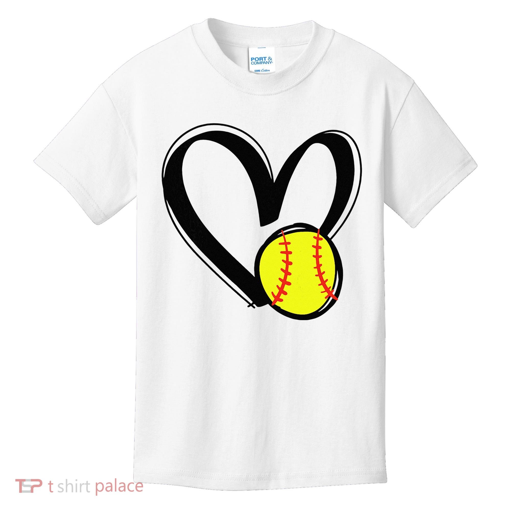 Love Softball Heart Kids T-Shirt