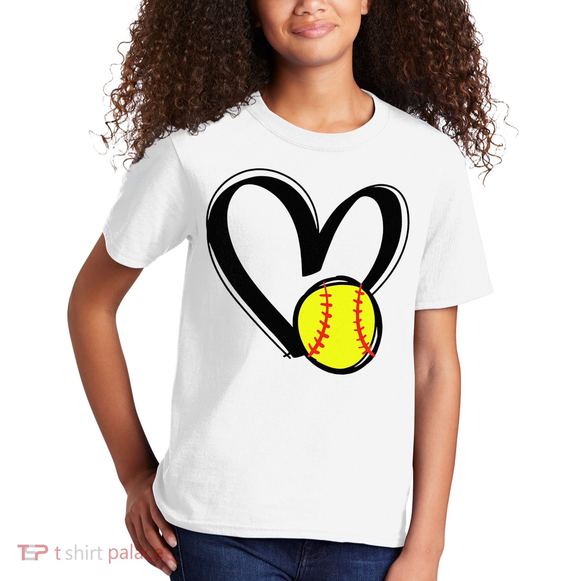 Love Softball Heart Kids T-Shirt