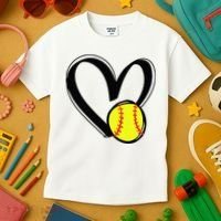 Love Softball Heart Kids T-Shirt thumb 3