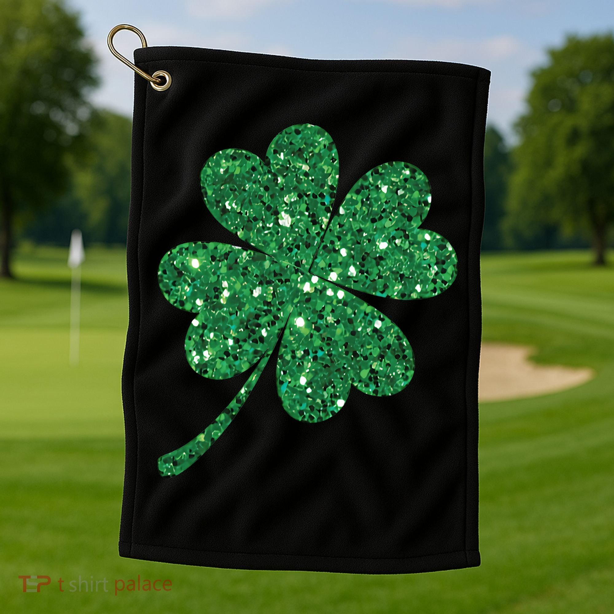 Lucky Shamrock Irish St Patrick's Day Clover 4 Leaf Golf Towel