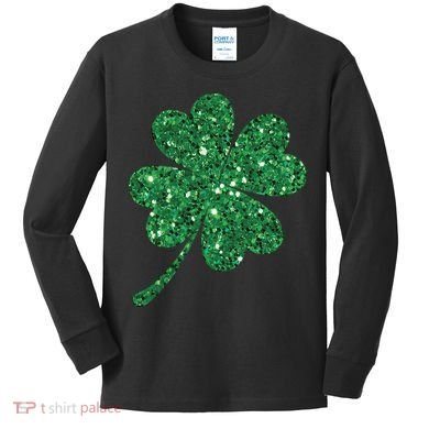 Lucky Shamrock Irish St Patrick's Day Clover 4 Leaf Kids Long Sleeve Shirt