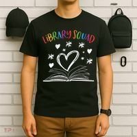 Library Squad Librarian Bookworm Book Lover T-Shirt thumb 6