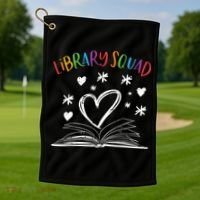 Library Squad Librarian Bookworm Book Lover Golf Towel thumb 1