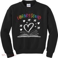 Library Squad Librarian Bookworm Book Lover Kids Sweatshirt thumb 0