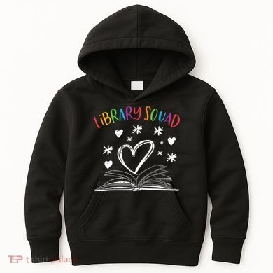 Library Squad Librarian Bookworm Book Lover Kids Hoodie