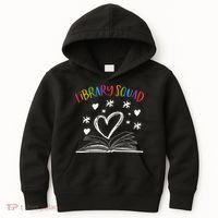 Library Squad Librarian Bookworm Book Lover Kids Hoodie thumb 0