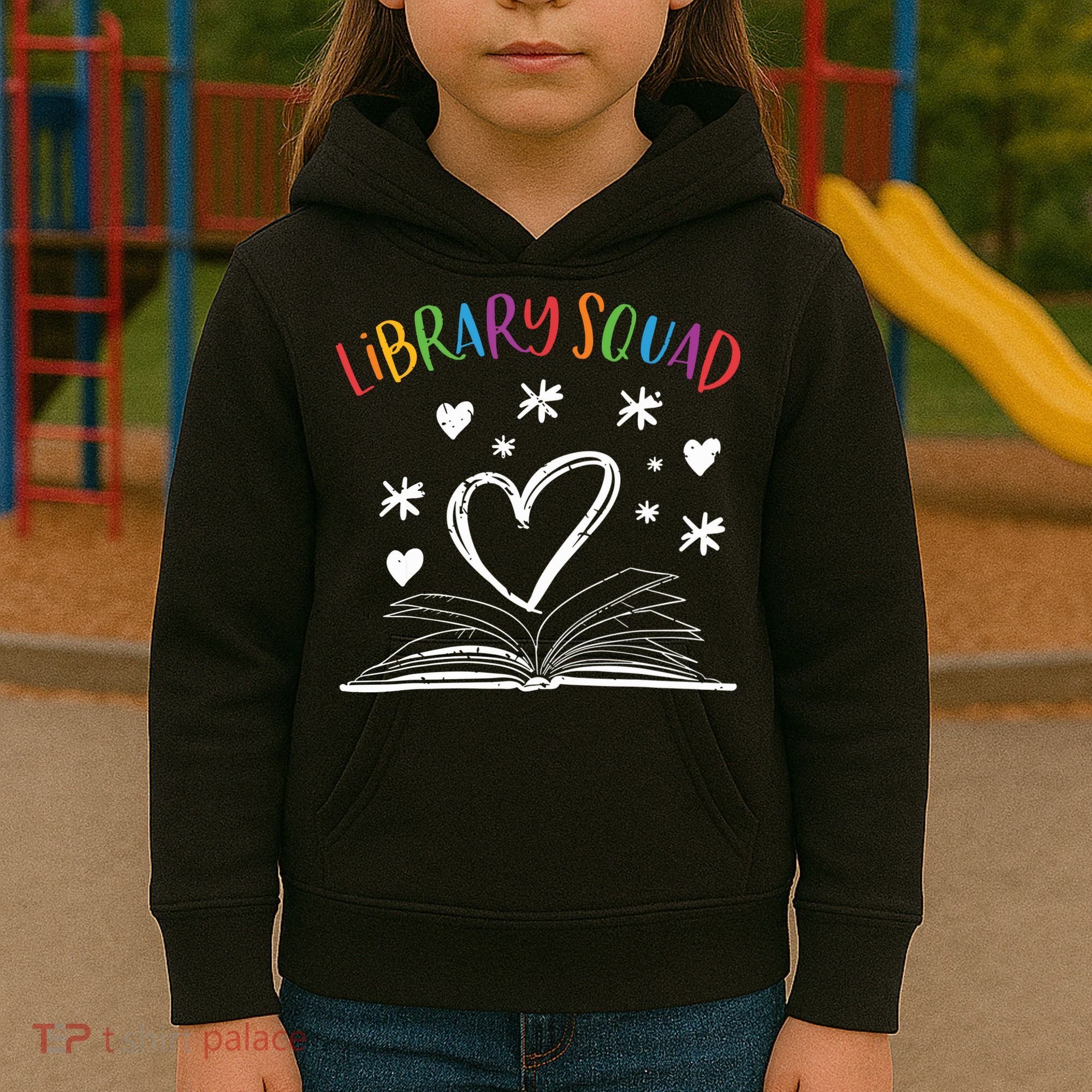 Library Squad Librarian Bookworm Book Lover Kids Hoodie