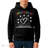Library Squad Librarian Bookworm Book Lover Kids Hoodie thumb 4