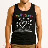 Library Squad Librarian Bookworm Book Lover Tank Top thumb 3
