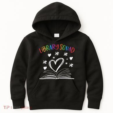 Library Squad Librarian Bookworm Book Lover Kids Hoodie