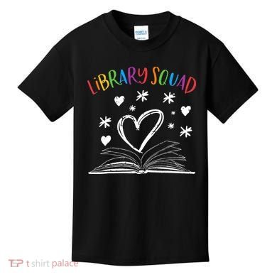 Library Squad Librarian Bookworm Book Lover Kids T-Shirt