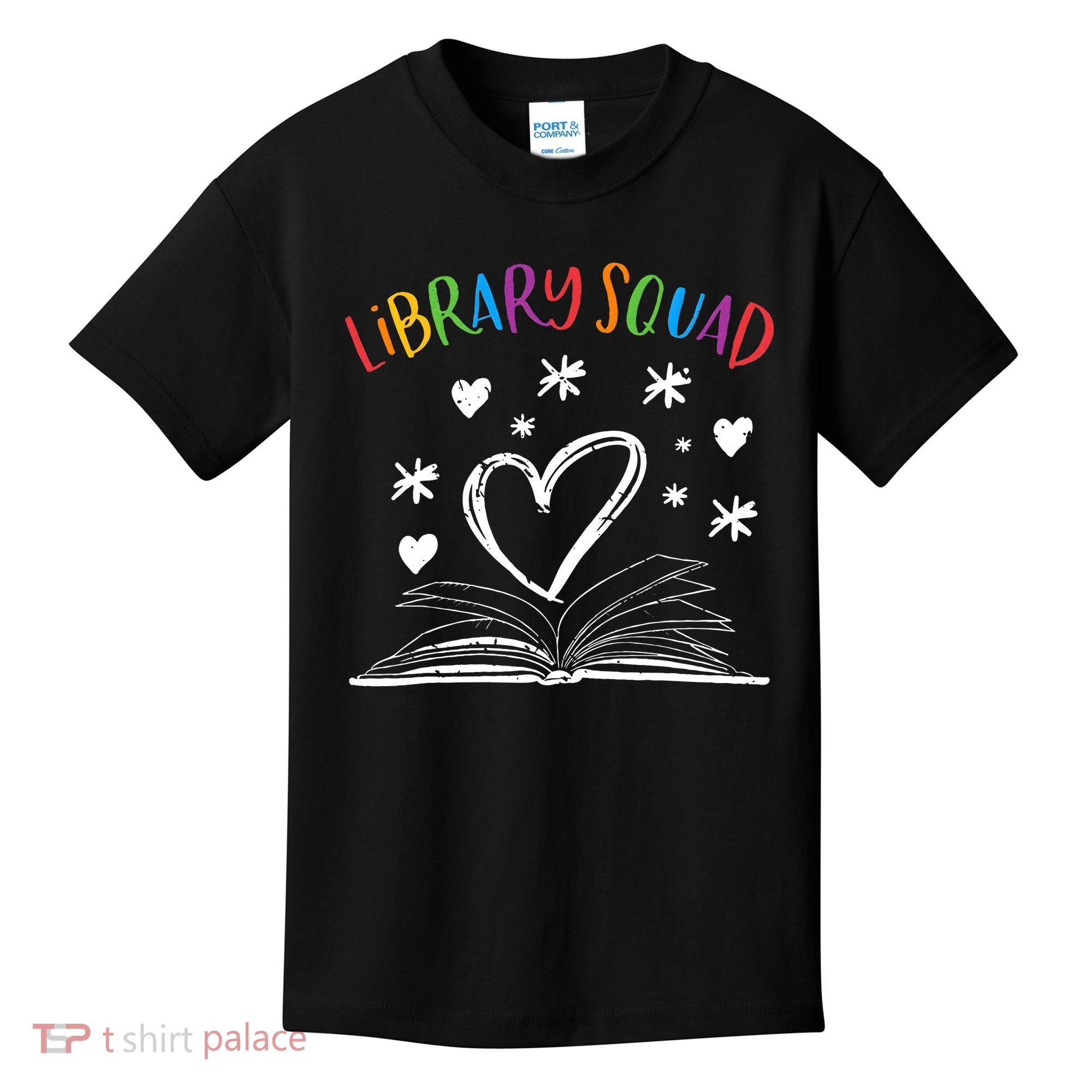 Library Squad Librarian Bookworm Book Lover Kids T-Shirt