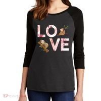 Love Sloth Women's Tri-Blend 3/4-Sleeve Raglan Shirt thumb 2
