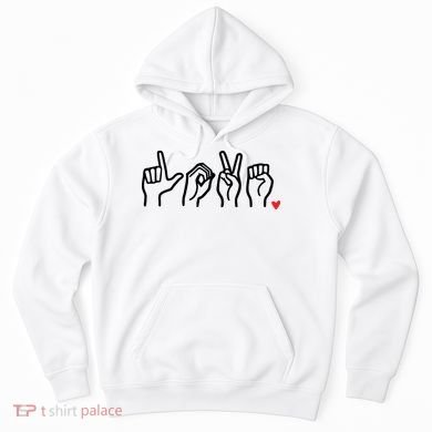 Love Sign Language Heart ASL Valentines Day Hoodie