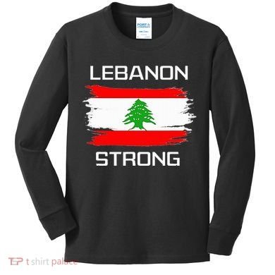 Lebanon Strong Lebanese Flag Souvenir Beirut Cedar Tree Kids Long Sleeve Shirt