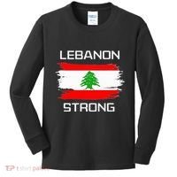 Lebanon Strong Lebanese Flag Souvenir Beirut Cedar Tree Kids Long Sleeve Shirt thumb 0