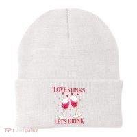 Love Stinks Lets Drink Anti Valentine Beanie thumb 0