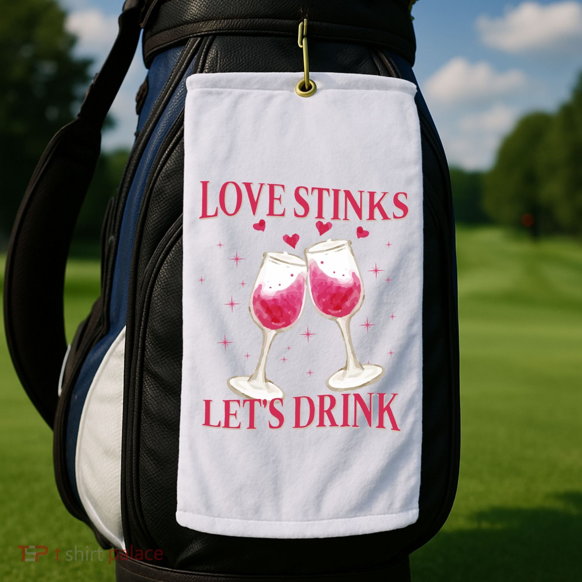 Love Stinks Lets Drink Anti Valentine Golf Towel