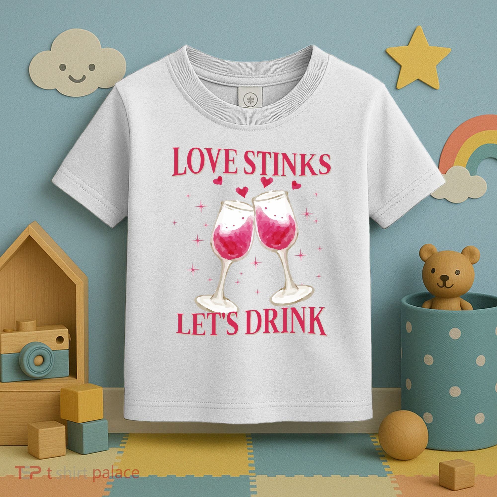 Love Stinks Lets Drink Anti Valentine Toddler T-Shirt