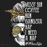 Leopard Skull Lady Mom Life Messy Bun Coffee Run Gangsta Rap Women's Sweatshirt thumb 2