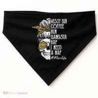 Leopard Skull Lady Mom Life Messy Bun Coffee Run Gangsta Rap USA-Made Doggie Bandana thumb 0