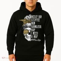 Leopard Skull Lady Mom Life Messy Bun Coffee Run Gangsta Rap Hoodie thumb 2