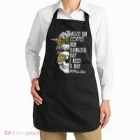 Leopard Skull Lady Mom Life Messy Bun Coffee Run Gangsta Rap Apron thumb 2