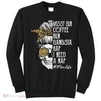 Leopard Skull Lady Mom Life Messy Bun Coffee Run Gangsta Rap Sweatshirt thumb 0