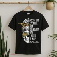 Leopard Skull Lady Mom Life Messy Bun Coffee Run Gangsta Rap T-Shirt thumb 2