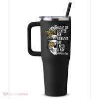 Leopard Skull Lady Mom Life Messy Bun Coffee Run Gangsta Rap 40oz Vacuum Insulated Stainless Steel Travel Tumbler thumb 2